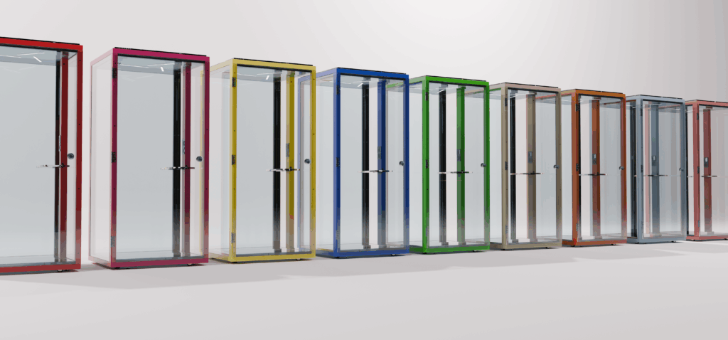 Cabine aux châssis colorés