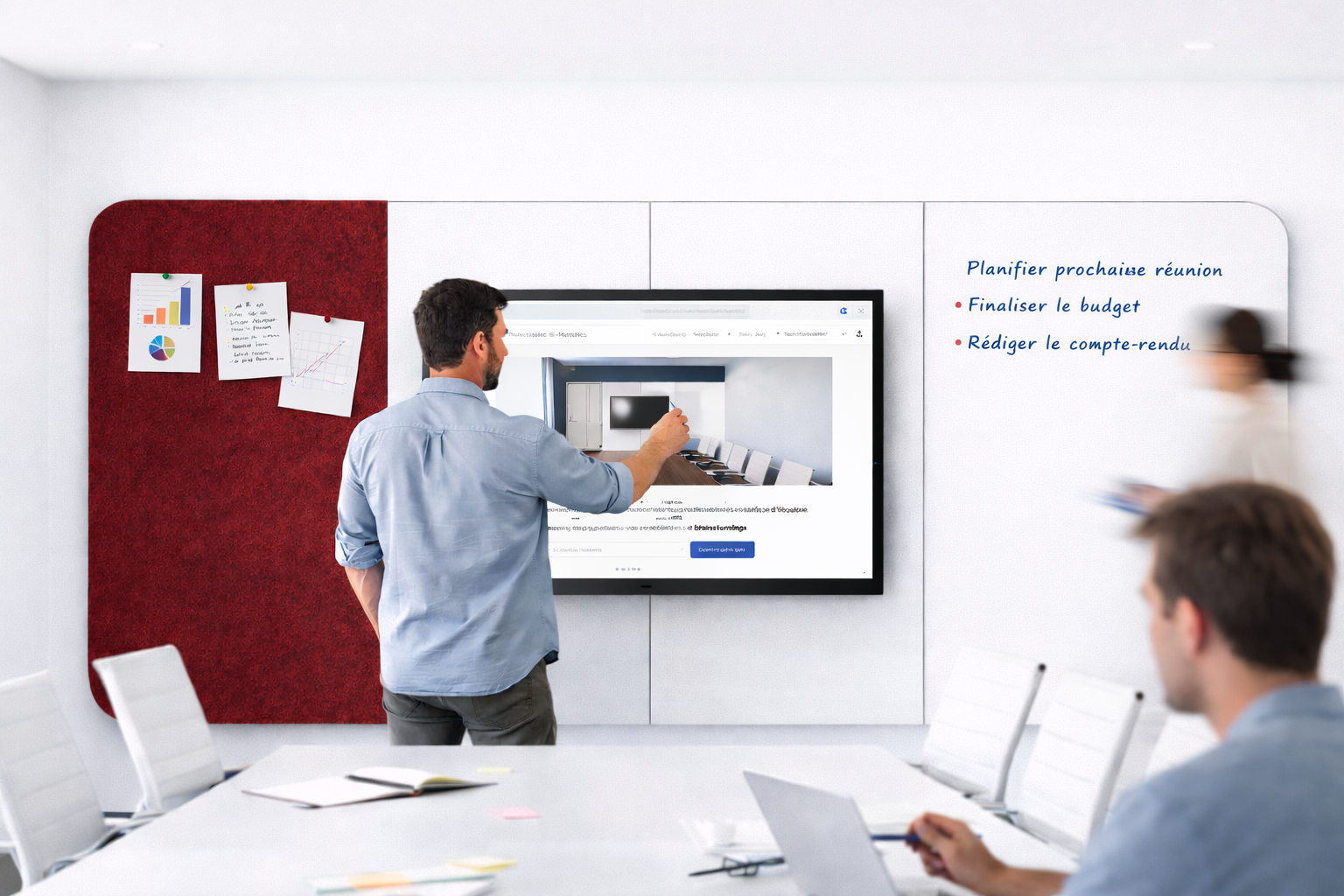 image représentant un mur d’écriture liberté interactif avec une partie punaisable en acoustique
