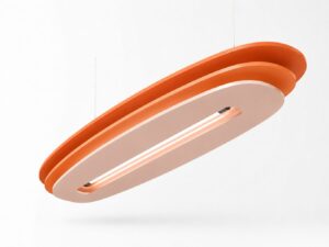 image représentant un luminaire acoustique décoratif en forme de cocoon