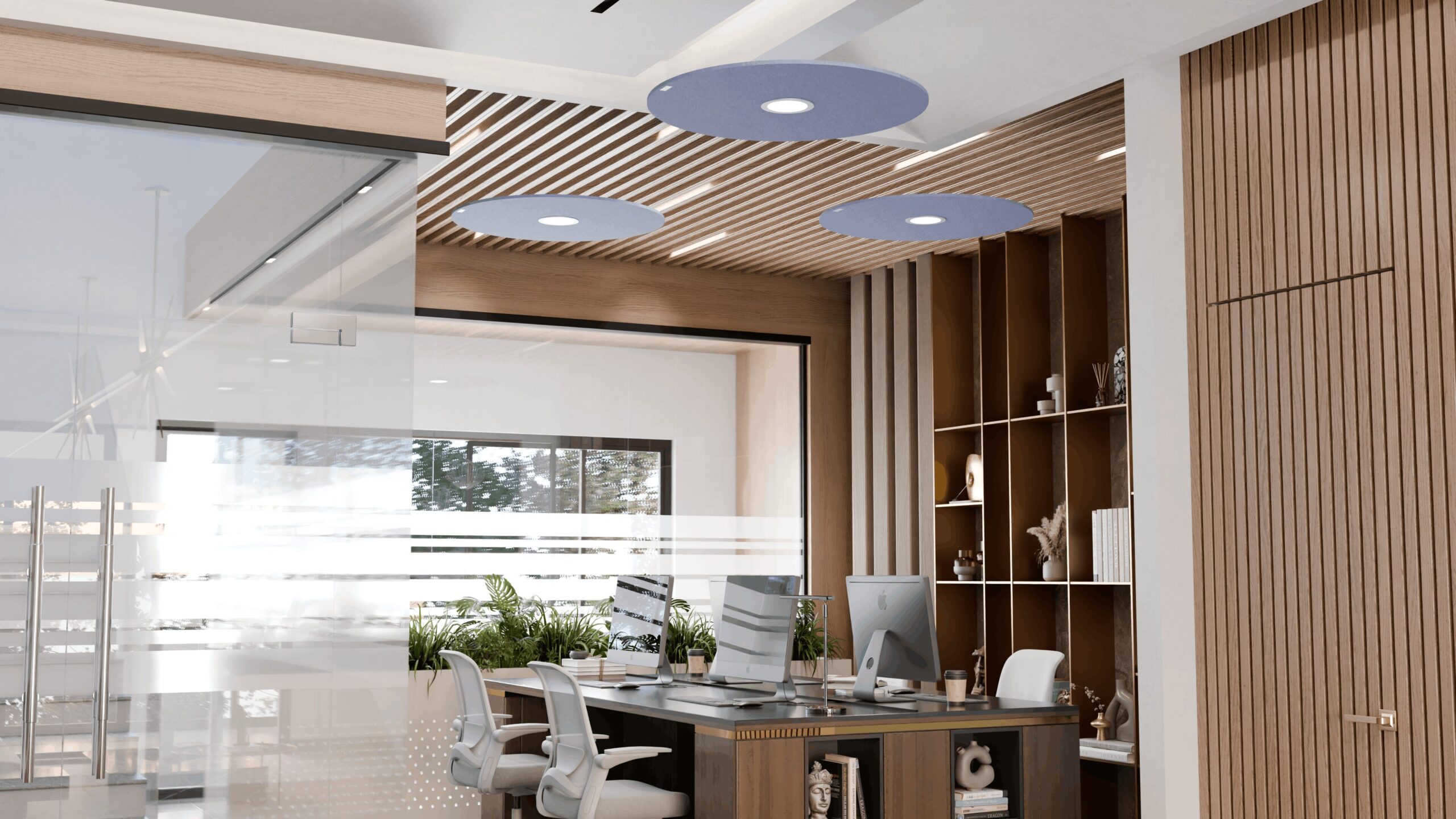 Image représentant une solution acoustique accroche au plafond