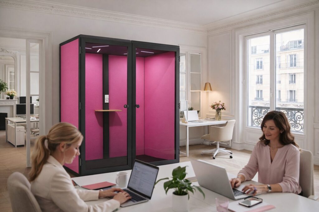 Cabine acoustique 2 places rose