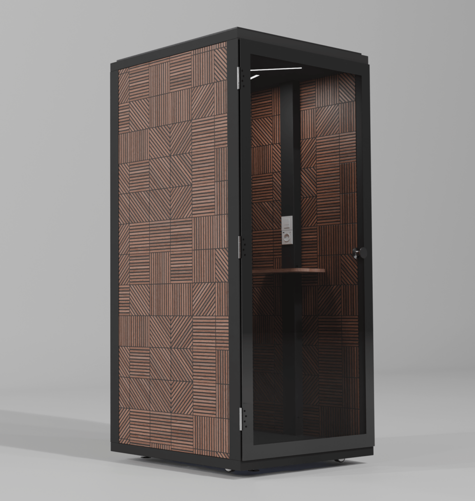 cabine acoustique effet bois