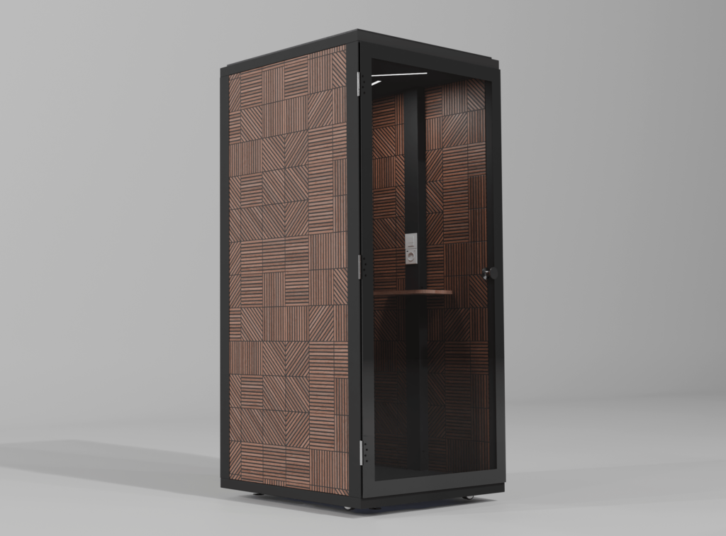 cabine acoustique effet bois