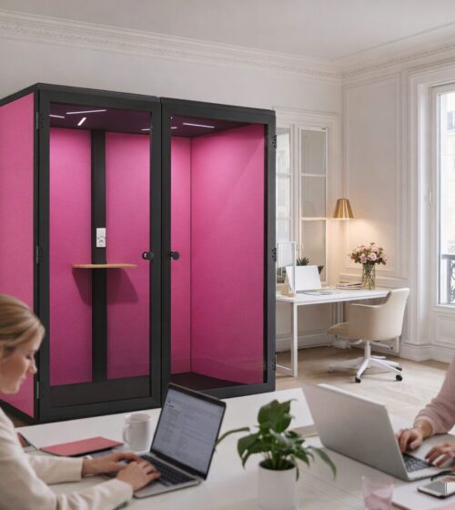 Cabine acoustique 2 places rose
