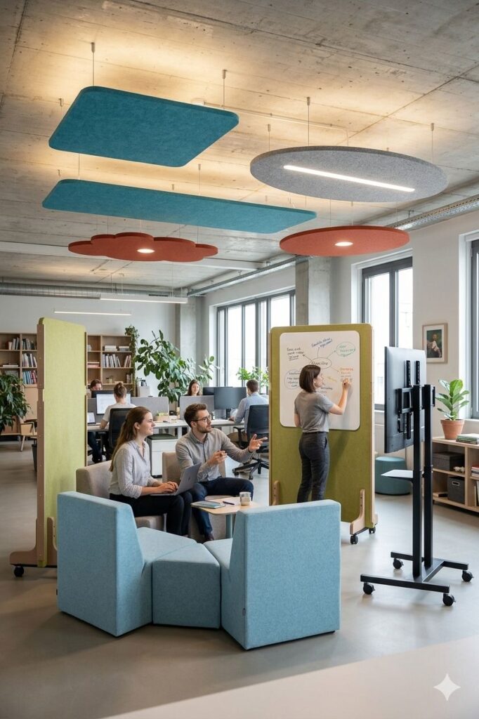 mise en situation salle avec intégration acoustique
