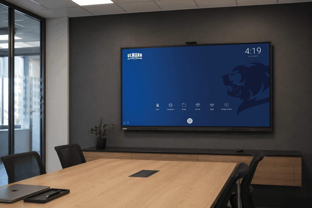 image représentant un écran interactif Ulmann Touch dans une salle de réunion