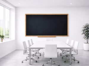 image représentant un tableau en émaillé noir pour écriture à la craie avec un encadrement bois