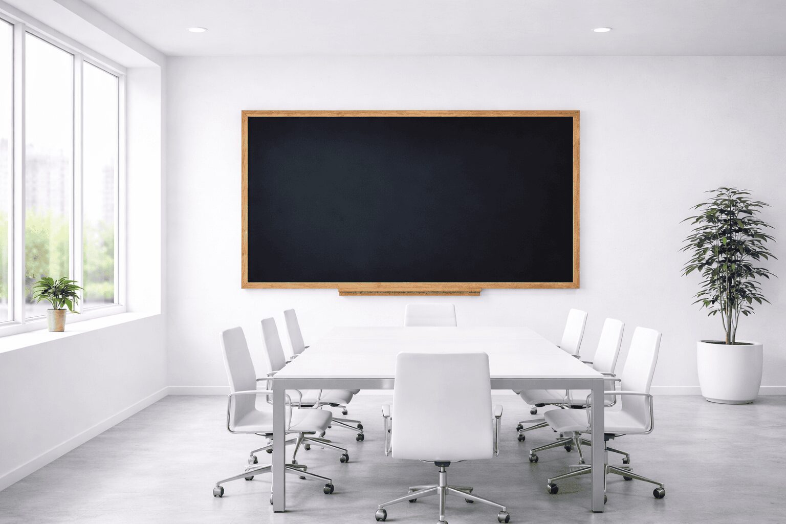 image représentant un tableau en émaillé noir pour écriture à la craie avec un encadrement bois